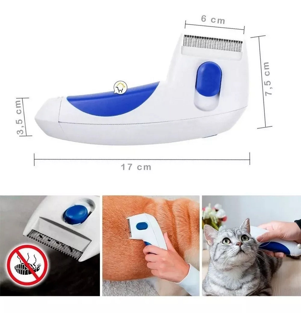 Peine Eléctrico Para Mascotas Mata Pulga